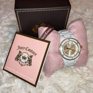 Juicy Couture Women's Rich Girl Gold-Plated and White Plastic Bracelet Watch